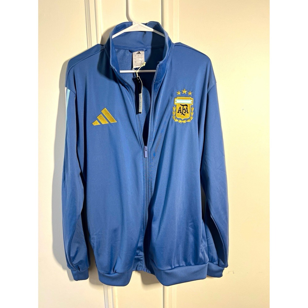 adidas Argentina AFA DNA Track Jacket Mens L Crew Blue JZ6289 NWT Soccer